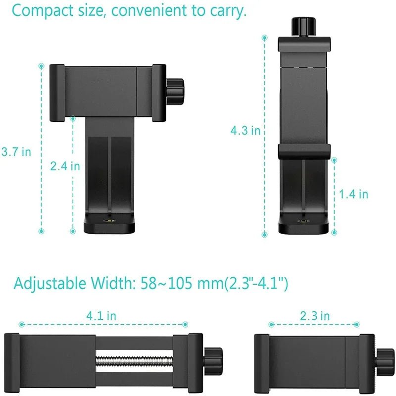 360 Degree Mobile Phone Clip Compatible With All 1/4 Screw Cellphone Holder Tripod Mount Desk Tripod Adapter For Samsung iphone