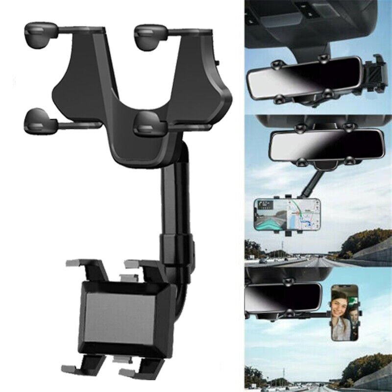 360 Degrees Rotatable Car Phone Holder Mount Stand Rearview Rear View Mirror New