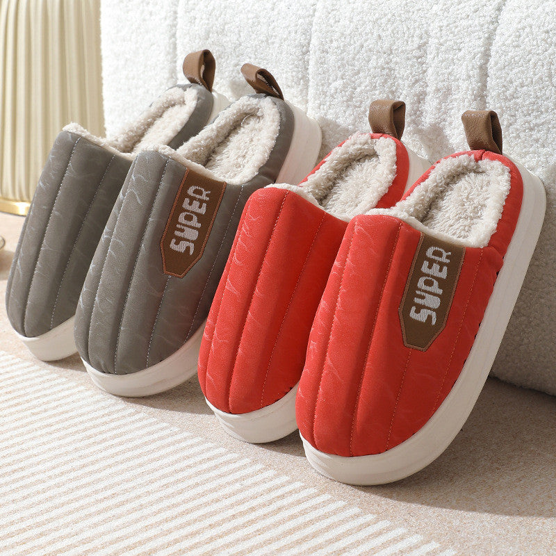 Cute Unisex Men Women Home Waterproof Thick-soled Non-slip Indoor Warm Plush Slippers