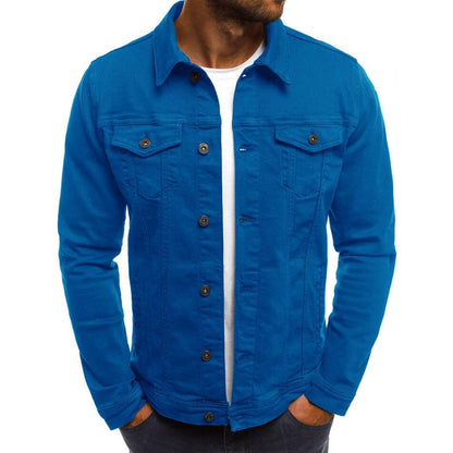 Casual Men Jacket Denim Button Shirt Male