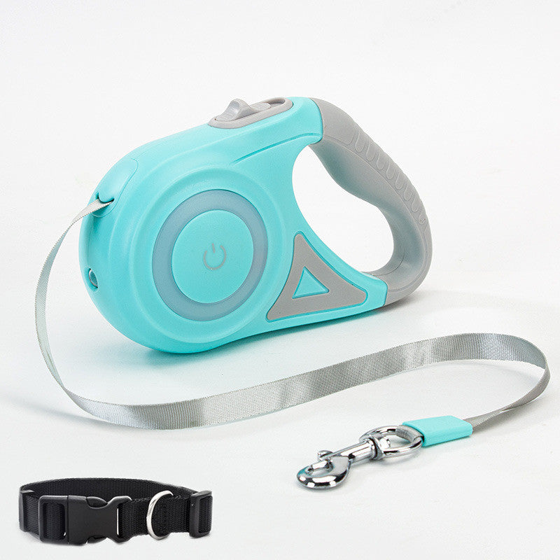 Dog Retractable Leash And Dog Collar Spotlight Pet Dog Cat Traction Rope