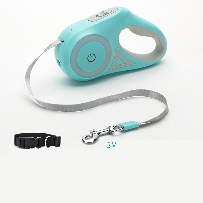 Dog Retractable Leash And Dog Collar Spotlight Pet Dog Cat Traction Rope