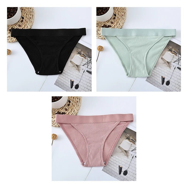 3pcs Cotton Panties Underwear For Women Sports Striped Briefs For Ladies Female Lingerie Woman Intimates Cotton Panties BANNIROU black-green-pink CHINA | 3pcs