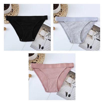 3pcs Cotton Panties Underwear For Women Sports Striped Briefs For Ladies Female Lingerie Woman Intimates Cotton Panties BANNIROU black-gray-pink CHINA | 3pcs