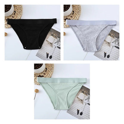 3pcs Cotton Panties Underwear For Women Sports Striped Briefs For Ladies Female Lingerie Woman Intimates Cotton Panties BANNIROU black-gray-green CHINA | 3pcs