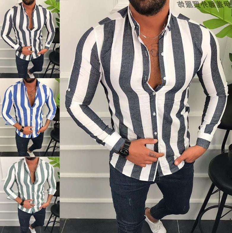 Elegant Casual Urban Men's Striped Shirt