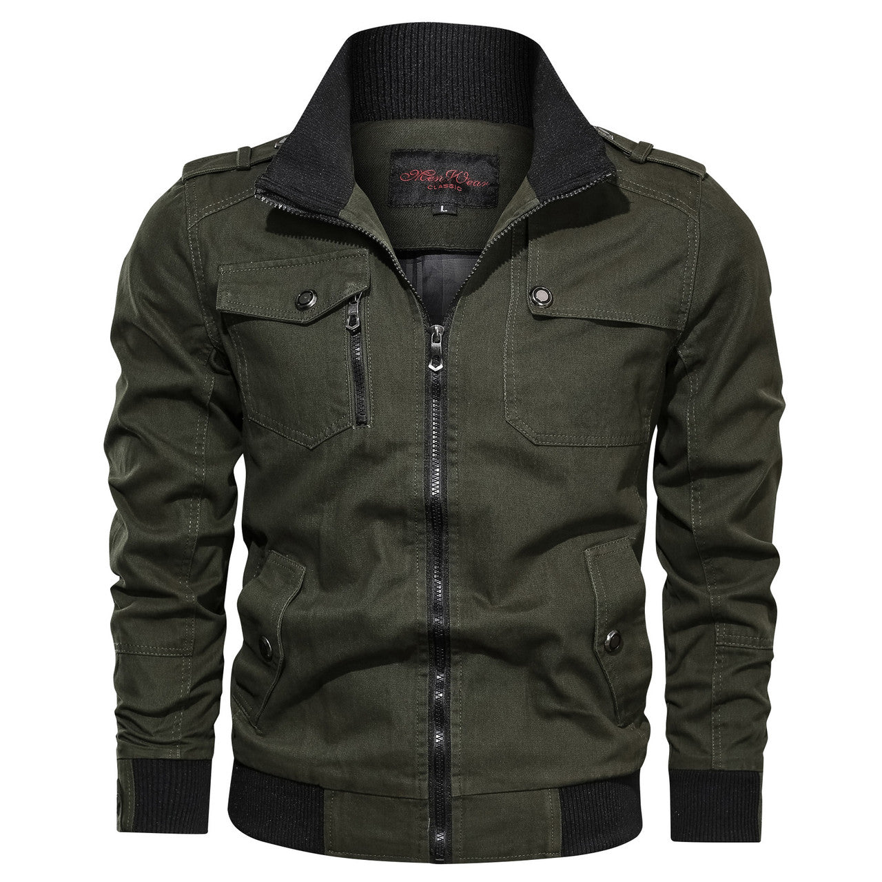 Urban Men's Stand Collar Autumn Winter Jacket Solid Colour