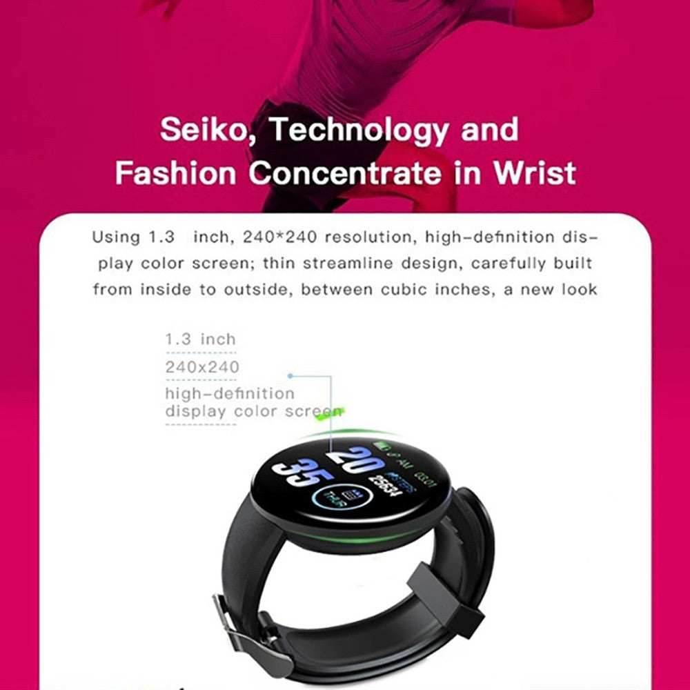 D18 Bluetooth Smart Watch, Blood Pressure Heart Rate Monitor Android IOS