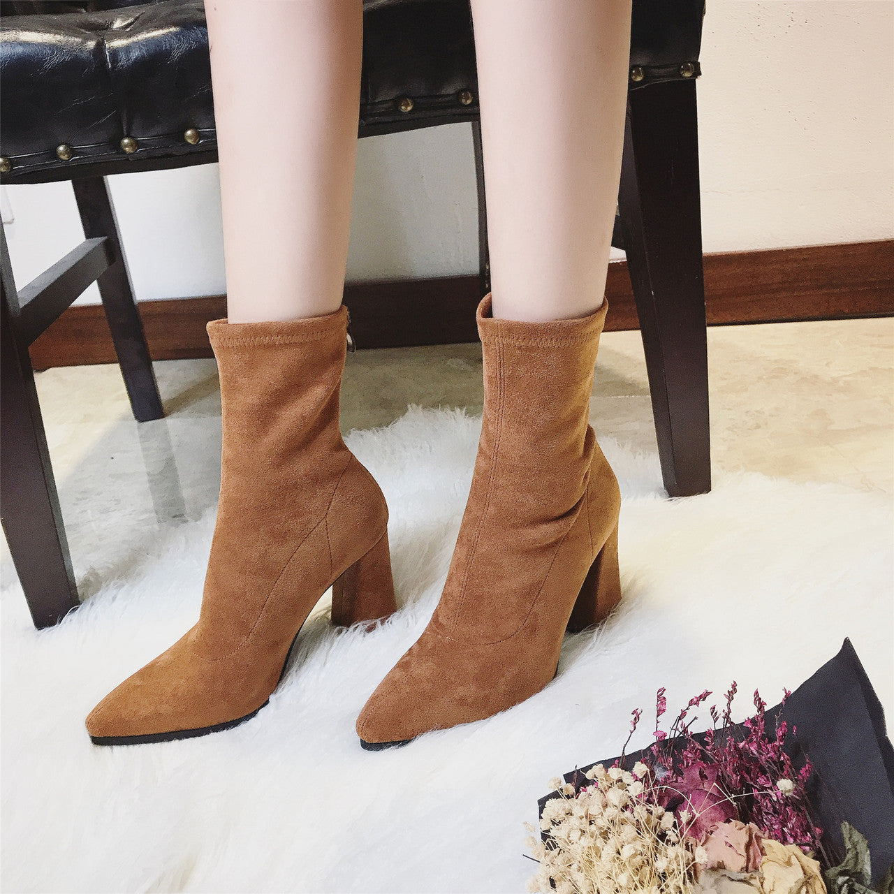 Lovely Women's Female Thick Heel Bare Boots European American Style