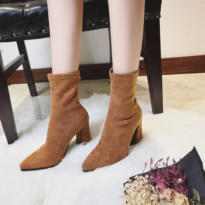 Lovely Women's Female Thick Heel Bare Boots European American Style