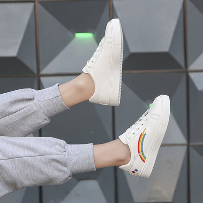 Elegant Girl's Rainbow White Sneakers Shoe