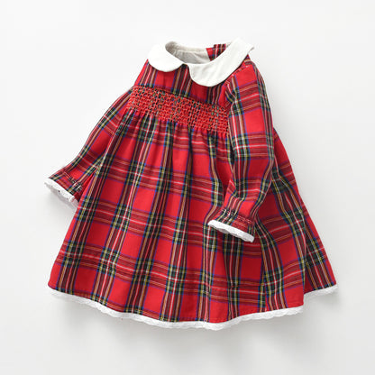 Lovely Girls' Red Checked Autumn Dress