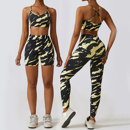 Camouflage Seamless Yoga Suit Quick-drying High Waist Running Workout Clothes