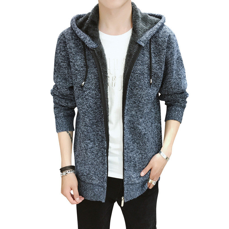 Casual Men's Hooded Thick Warm Coats Solid Men Sweaters