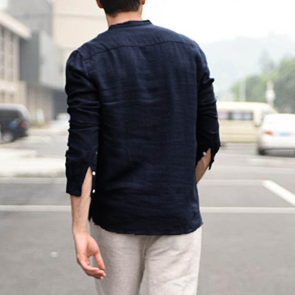 Cute Men's Vintage White Shirt Button Linen Shirts