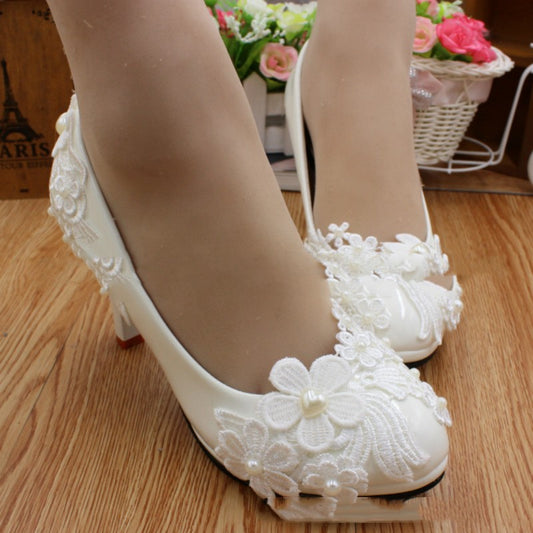 Waterproof Platform High Heel Large Size Wedding Shoes