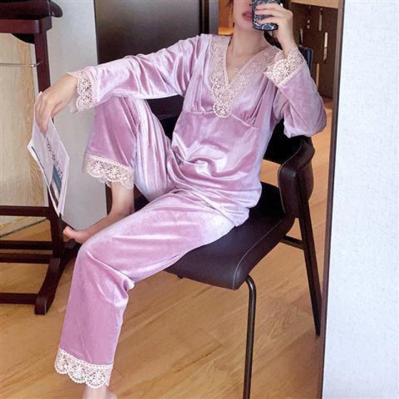 Lovely Comfy Women's Elegant Pajamas Autumn Spring Female Sleeping suit Pink