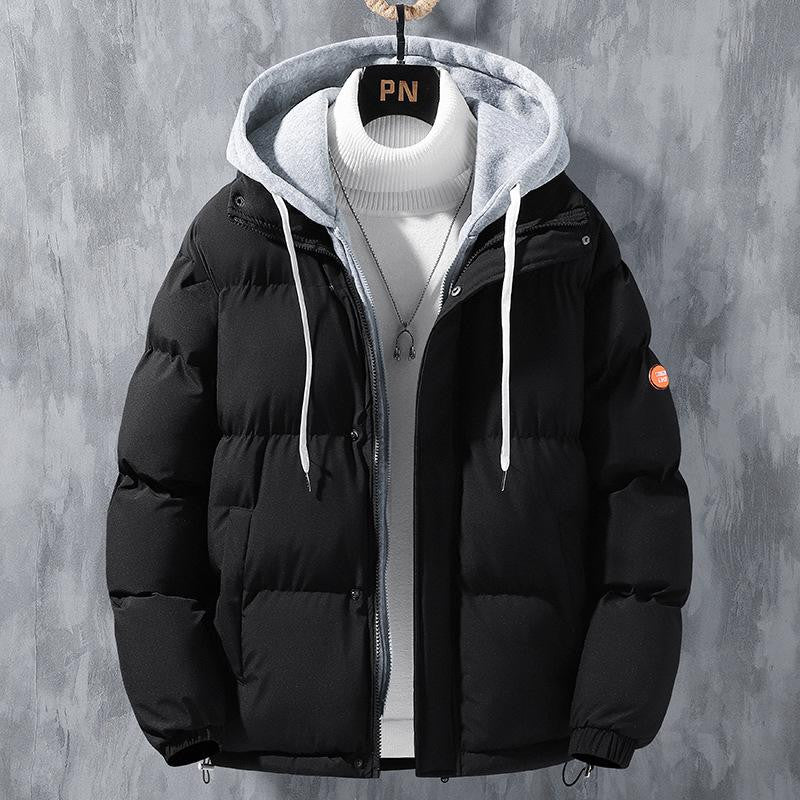 Cute Men Winter Windproof Solid Leisure Sports Cotton Thickened Two-piece CoatJacket