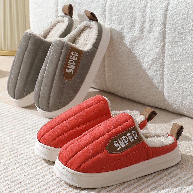 Cute Unisex Men Women Home Waterproof Thick-soled Non-slip Indoor Warm Plush Slippers