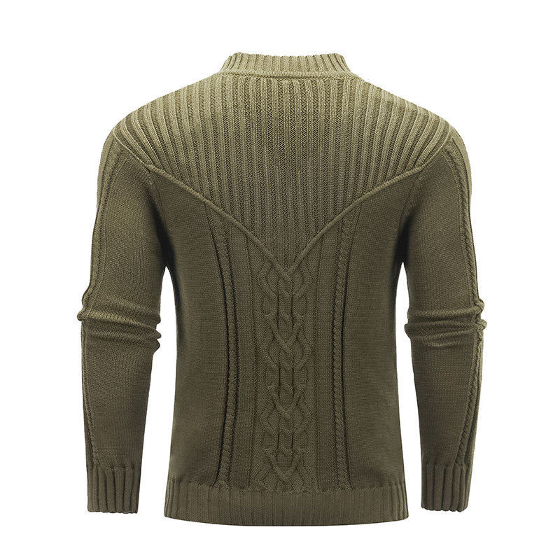 Warm Men's Solid Color Warm Jacquard Sweater