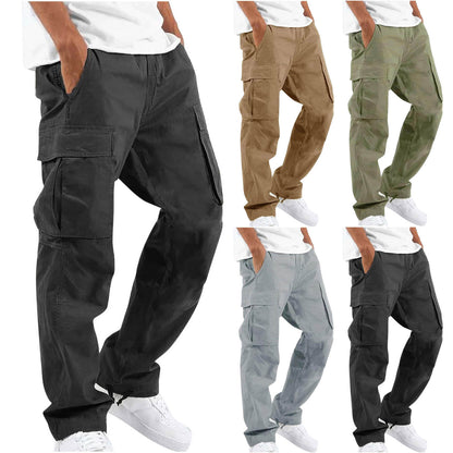 Elegant Men's Workwear Drawstring Multi-pocket Casual Pants