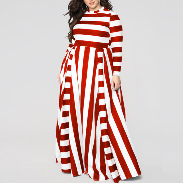 Lovely Loose Women's Striped Dress Plus Size