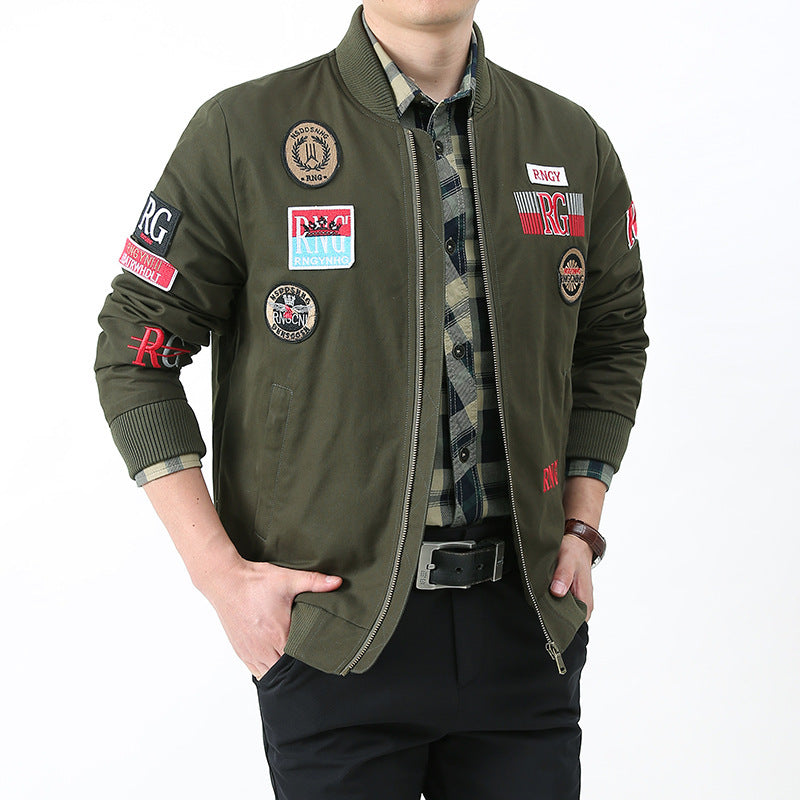 Cute Men's Spring And Autumn New Men's Jacket Autumn Workwear Jacket Tops Forest Green