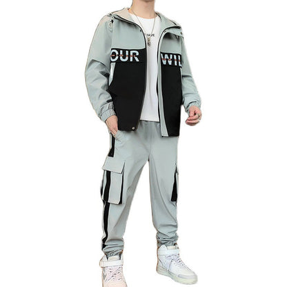 Casual Men's Clothing Jogging Suit Casual Tracksuit 2 Pcs Set Jackets and Pants