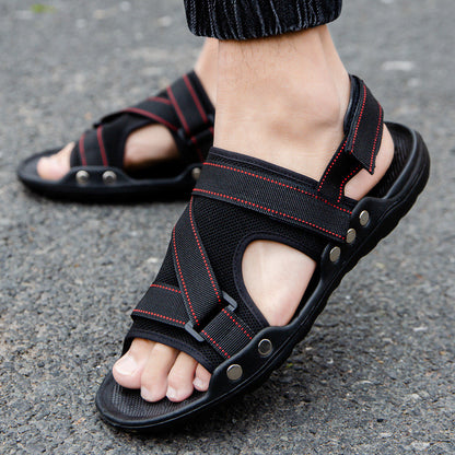 Casual Roman Sandals Men Strap Velcro Shoes