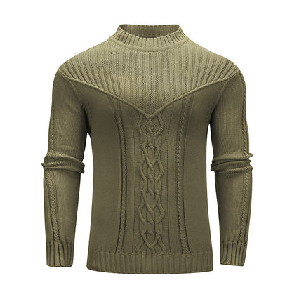 Warm Men's Solid Color Warm Jacquard Sweater