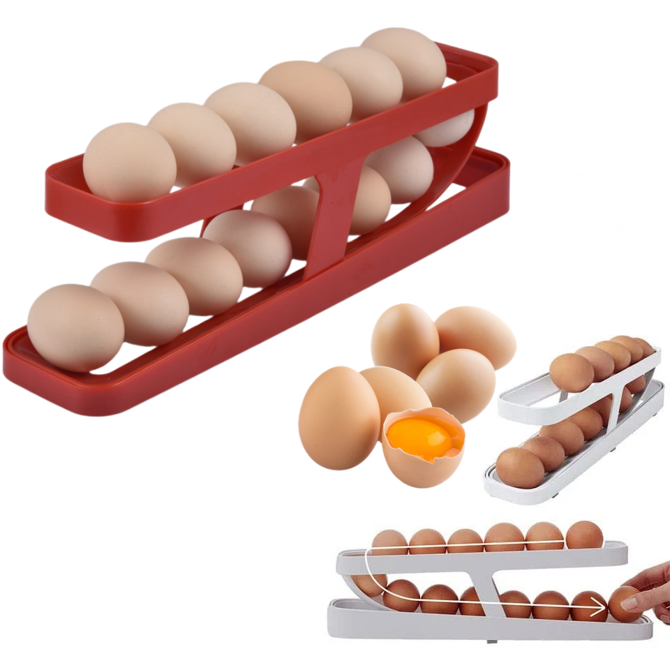 Automatic Scrolling Egg Storage Box Egg Basket Container Organizer Rolldown