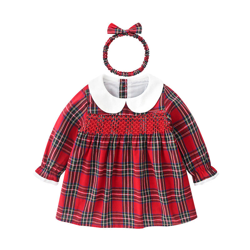 Lovely Girls' Red Checked Autumn Dress