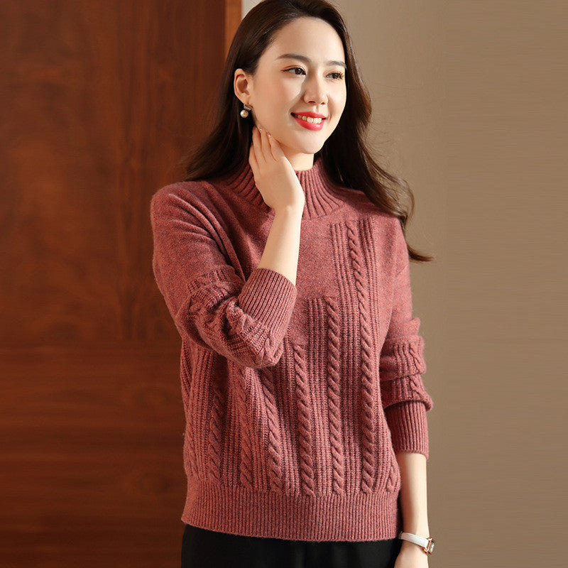 Lovely Female Warm Turtleneck Wool Sweater Women