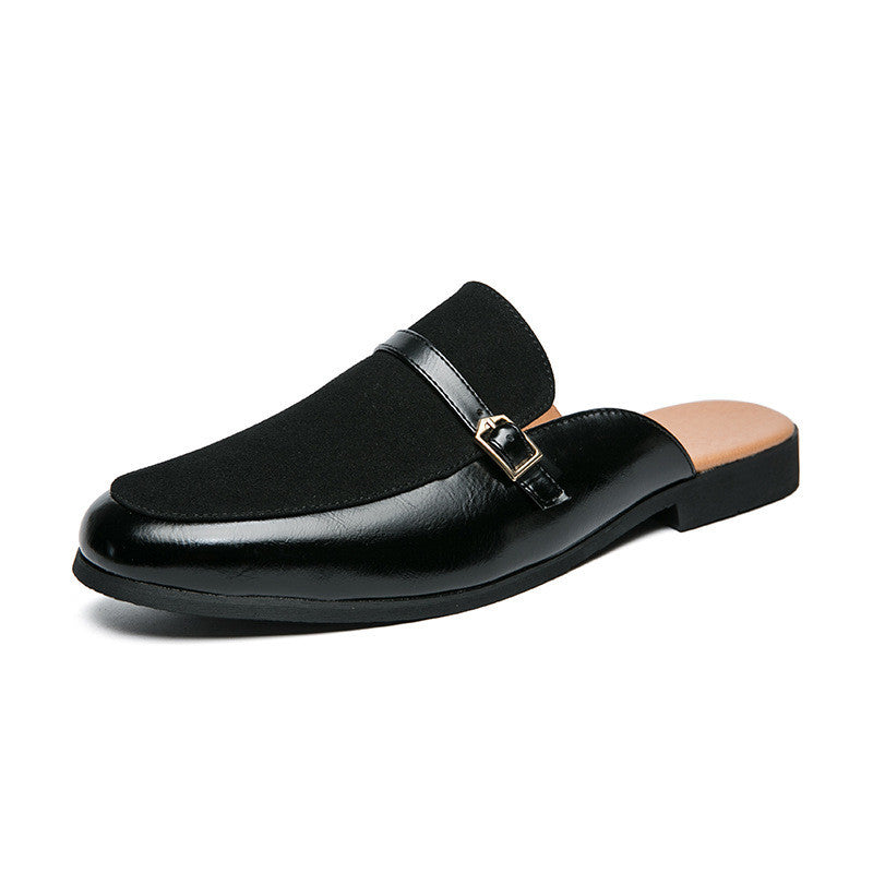 Men's British Half Slippers Small Leather Shoes Men's Slippers