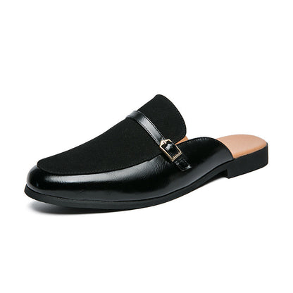 Men's British Half Slippers Small Leather Shoes Men's Slippers