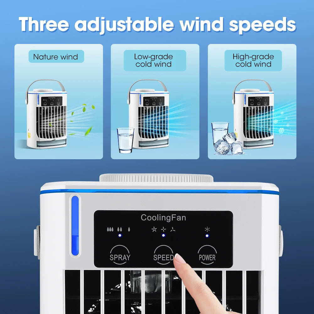 Portable Air Conditioner Mini Fan Cooler Air Cooler USB Air Conditioning 3 Gear Speed Air Cooling Fan Humidifier for Home Office