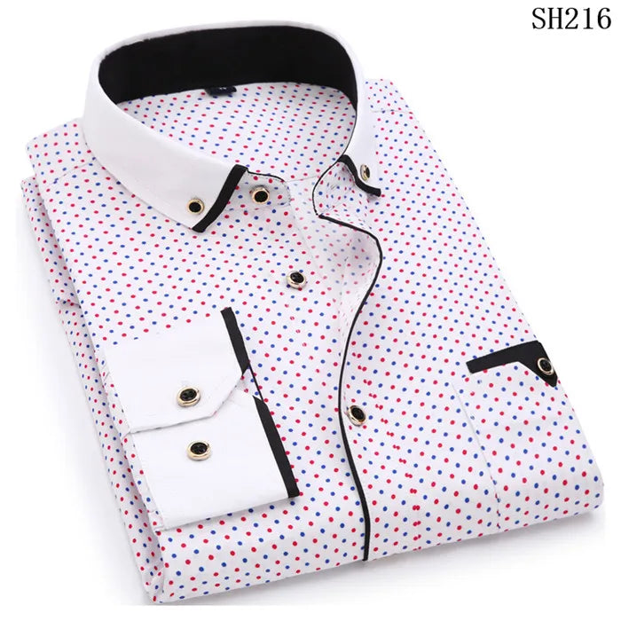 Fashion Print Casual Men Long Sleeve Button Shirt Stitching Pocket Design Fabric Soft Comfortable For Men Dress Slim Fit 4XL 8XL SH216