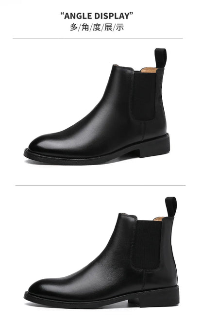 Spring/ Winter Elegant Chelsea Boots Leather Men Couple Shoes Size 35 47 Slip-on Dress Formal Boots Model Fashion Show222