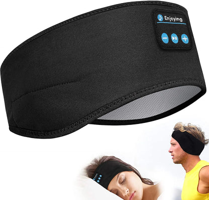 Thin Summer Sleep Headphones Bluetooth Mask Wireless Sports Headband with Speakers for Workout Jogging Yoga Insomnia Travel Black