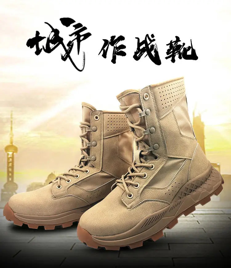 Outdoor Desert Boots Spring Special Forces Men Mesh Breathable Combat Mountaineering Boots Hiking Ultra-Light Training Shoes