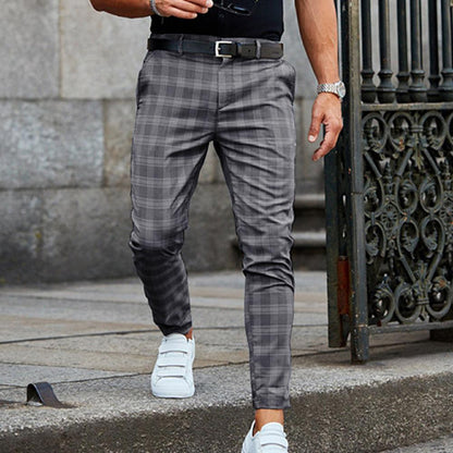 Checkered Fashion Men Trousers Plaid Loose Autumn Winter Vintage Checkered Pattern Pants Business Casual Travel Slim Pants