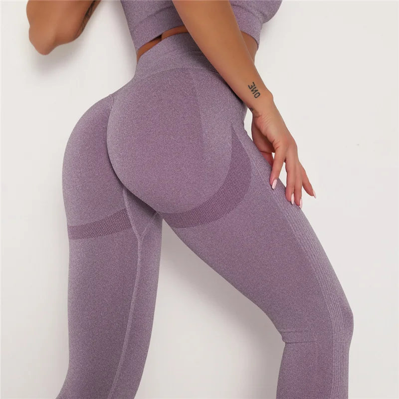 Rooftrellen Women High Waist Leggings Fitness Ladies Sexy Bubble Butt Gym Pants Sports Workout Leggings Push Up Fitness Leggings Purple Red