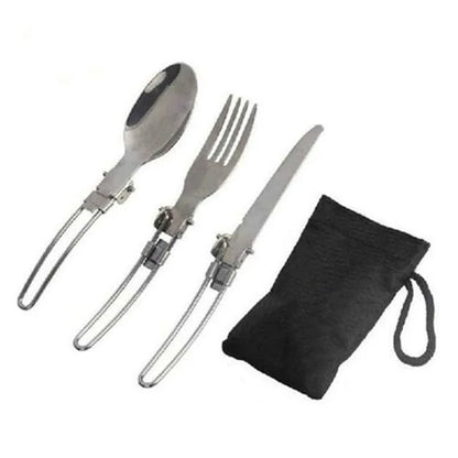 Long cookware backpack Spork fork stainless steel fold knife utensil spoon set combo Picnic camp cutlery tableware flatware 02