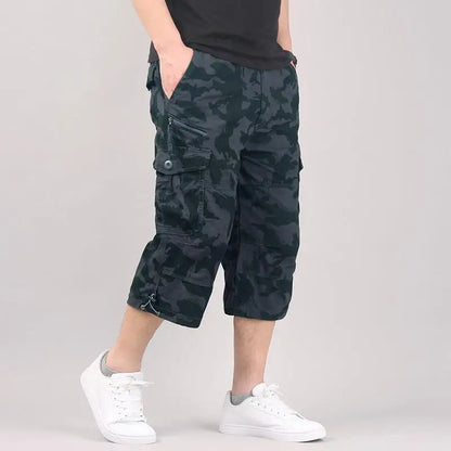 Long Length Cargo Shorts Men Summer Casual Cotton Multi Pockets Hot Breeches Cropped Trousers Military Camouflage Shorts 5XL camouflage