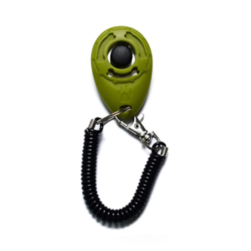 Dog Training Clicker Pet Cat Plastic New Dogs Click Trainer Aid Tools Adjustable Wrist Strap Sound Key Chain Dog Supplies Army Green