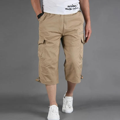 Long Length Cargo Shorts Men Summer Casual Cotton Multi Pockets Hot Breeches Cropped Trousers Military Camouflage Shorts 5XL