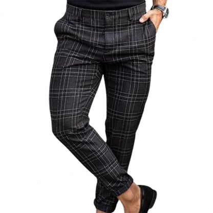 Checkered Fashion Men Trousers Plaid Loose Autumn Winter Vintage Checkered Pattern Pants Business Casual Travel Slim Pants