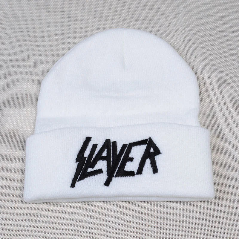 New SLAYER rock cap Men Women Warm winter 100% Cotton Knitted Hat embroidery letter Style Hip Hop Skullies Beanies Ski Cap