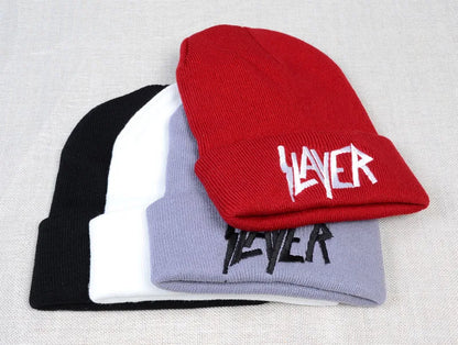 New SLAYER rock cap Men Women Warm winter 100% Cotton Knitted Hat embroidery letter Style Hip Hop Skullies Beanies Ski Cap