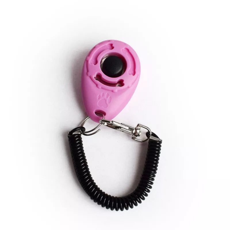 Dog Training Clicker Pet Cat Plastic New Dogs Click Trainer Aid Tools Adjustable Wrist Strap Sound Key Chain Dog Supplies pink